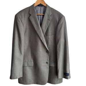 Turnbury Silk/Wool Suit Jacket 52R Grey Herringbone Plaid Blazer Office NWOT